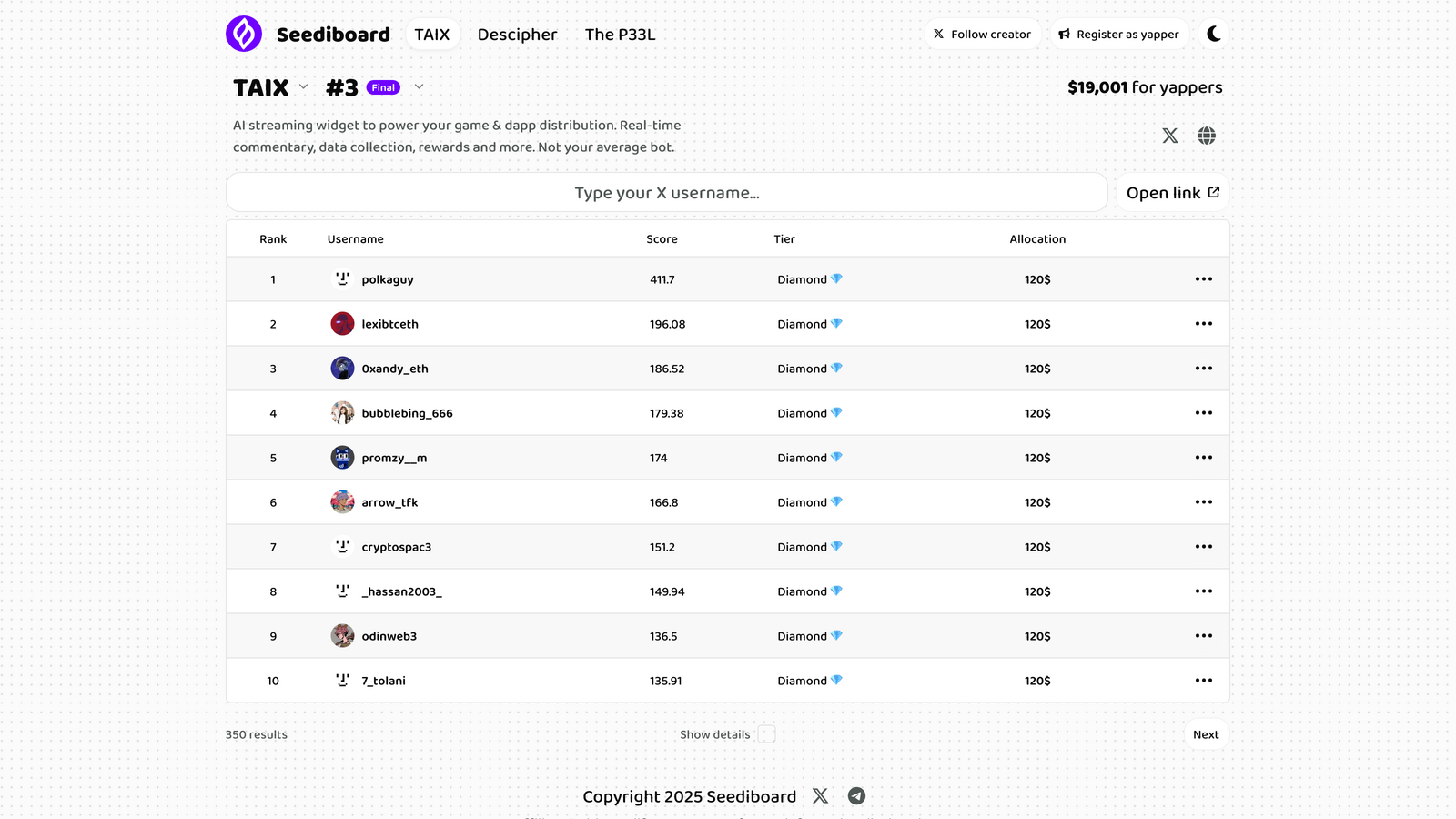 Screenshot of Seediboard
